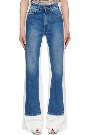 Jean Paul Gaultier Jean bleu et blanc à panneaux