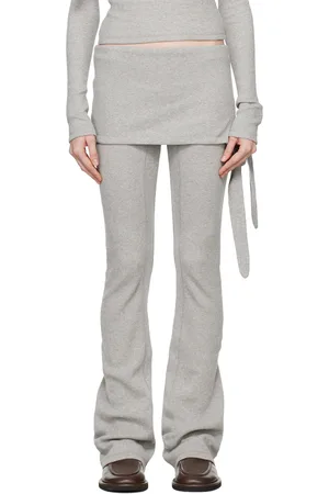 OPEN YY Pantalon de détente étagé gris en tricot gaufré