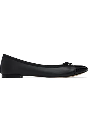 Repetto Ballerines Flora noires en cuir grainé et verni