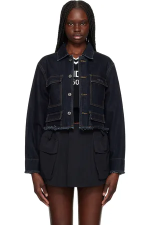 We11 Done Blouson écourté bleu marine en denim