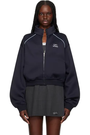 We11 Done Blouson de survêtement bleu marine à logo Selldone