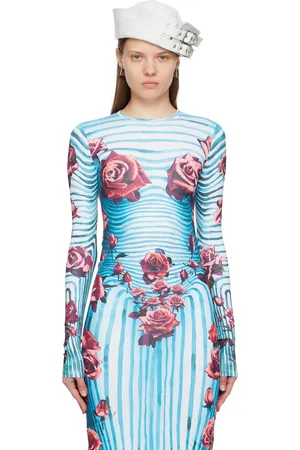 Jean Paul Gaultier T-shirt à manches longues bleu et rouge à motif graphique