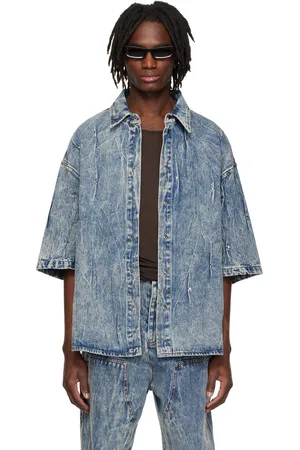 Kusikohc Chemise bleue en denim à rivets