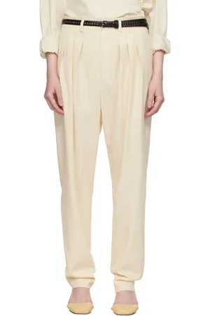 LEMAIRE Pantalon façon tailleur blanc cassé à plis