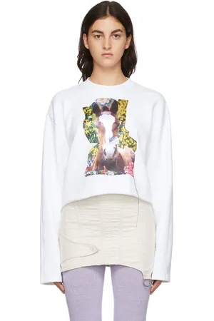 Acne Studios Pull molletonné blanc à imprimé