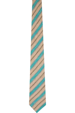 Paul Smith Cravate bleu et orange en lin à rayures