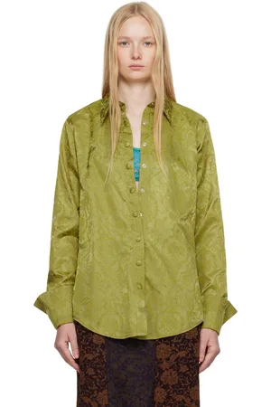 DRIES VAN NOTEN Chemise verte à motif baroque