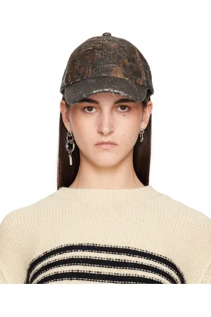 Acne Studios Casquette brune à effet usé et à motif à logo