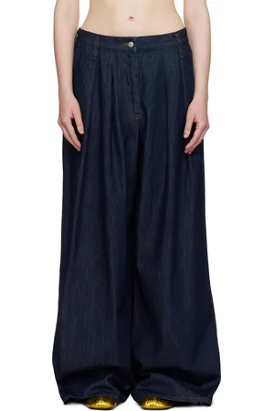 DRIES VAN NOTEN Jean ample indigo à plis