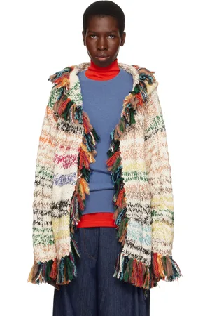 THE ELDER STATESMAN Cardigan multicolore à ornements à frange