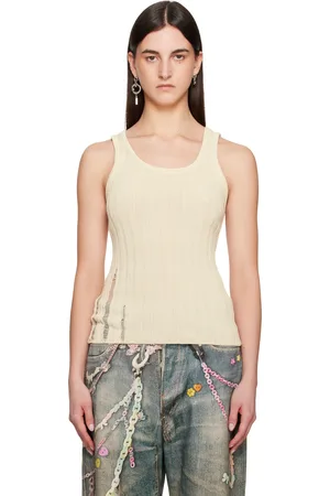 Acne Studios Débardeur blanc cassé en coton à encolure arrondie