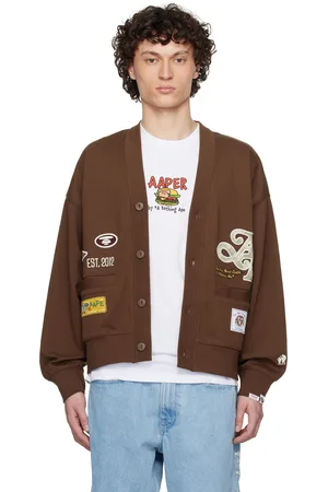A Bathing Ape Cardigan brun à logos