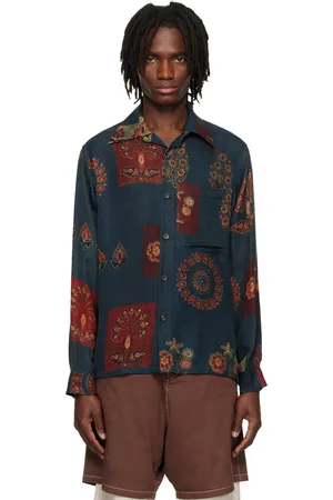 Kartik Research Chemise de camp bleu marine