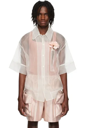 Simone Rocha Chemise droite blanc cassé à ornement floral