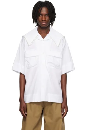Simone Rocha Chemise cargo blanche à col marin et à poches à rabat