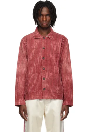 Kartik Research Blouson réversible rouge et beige à rayures