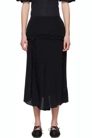 Simone Rocha Jupe midi noire à coutures à volants