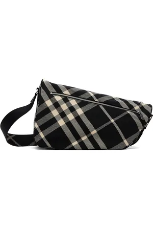 Burberry Grand sac en forme de bouclier replié noir et beige