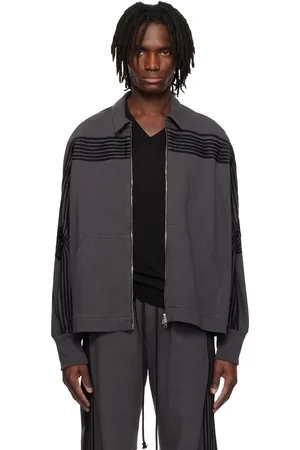 SONG FOR THE MUTE Blouson de survêtement gris à appliqués à rayure