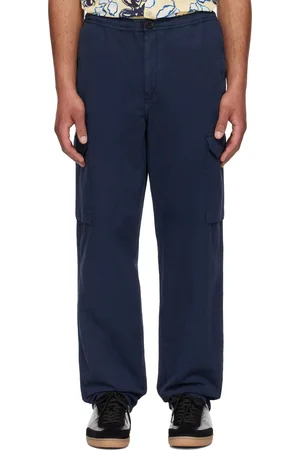Paul Smith Pantalon cargo bleu marine en coton et lin