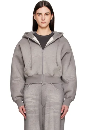 Acne Studios Pull à capuche gris à glissière