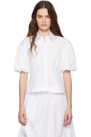 Simone Rocha Chemise à manches bouffantes écourtée blanche