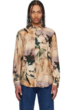 Paul Smith Chemise beige en viscose à motif graphique