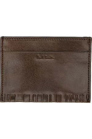 Paul Smith Porte-carte brun en cuir à rayures Shadow