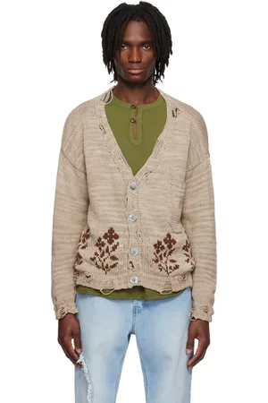 Kartik Research Cardigan beige à effet usé