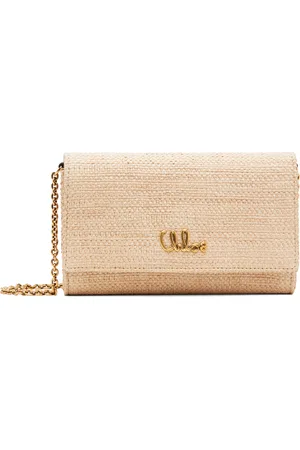 Chloé Pochette portefeuille beige à chaine et à logo