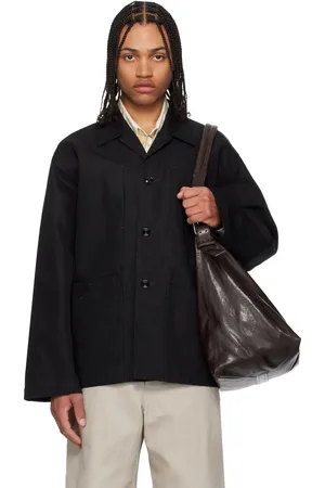 LEMAIRE Blouson de travail droit noir à simple boutonnage