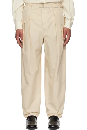 LEMAIRE Pantalon beige à ceinture et à plis