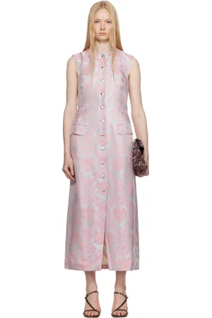 DRIES VAN NOTEN Robe midi façon tailleur bleue