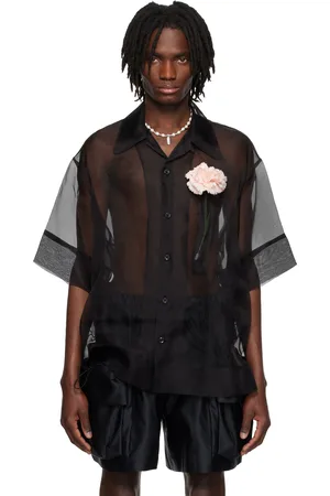 Simone Rocha Chemise droite noire à ornement floral