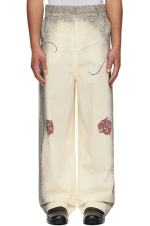 Jean Paul Gaultier Pantalon de complet beige à imprimés de style tatouage