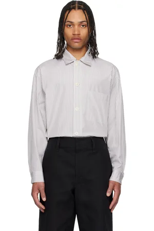 LEMAIRE Chemise de pyjama blanc et taupe