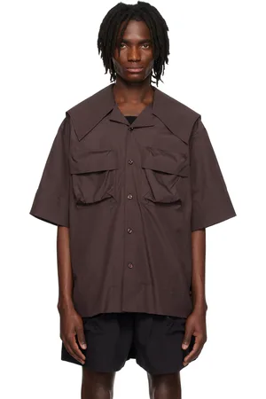 Simone Rocha Chemise cargo brune à col marin et à poches à rabat
