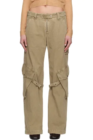 Acne Studios Pantalon cargo beige en canevas