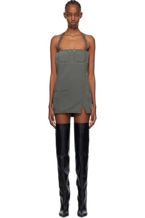 DION LEE Robe courte de style tablier grise