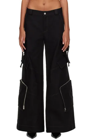 DION LEE Pantalon cargo noir à poches