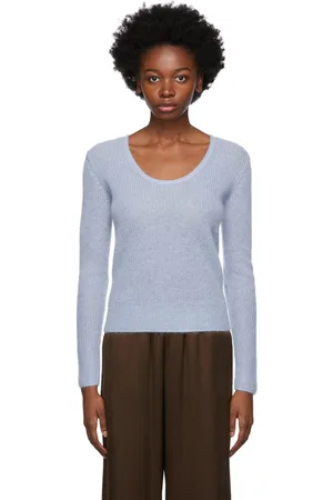 Vince Pull bleu en mohair et laine à encolure arrondie