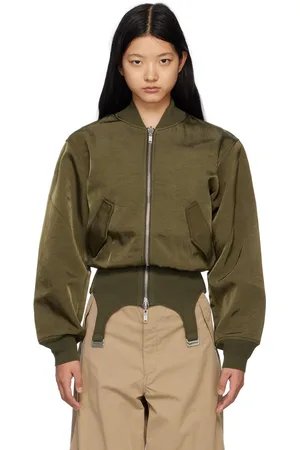 DION LEE Blouson aviateur réversible et transformable côtelé kaki
