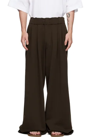 DRIES VAN NOTEN Pantalon de survêtement brun à plis