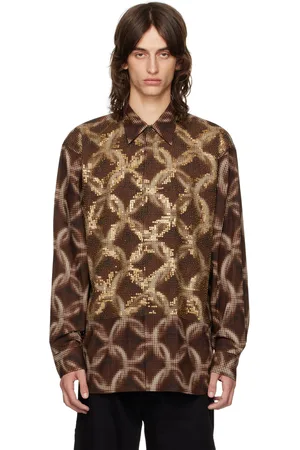 DRIES VAN NOTEN Chemise brune à ornements perlés