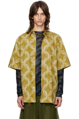 DRIES VAN NOTEN Chemise jaune à motif graphique