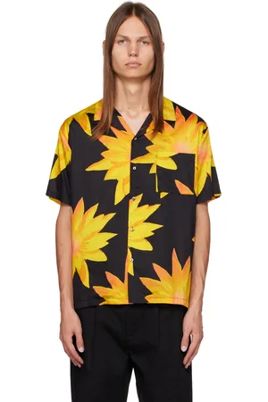 Double Rainbouu Chemise noir et orange à motif graphique imprimé