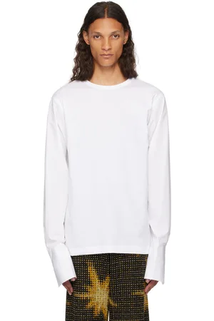 DRIES VAN NOTEN T-shirt à manches longues blanc à panneaux
