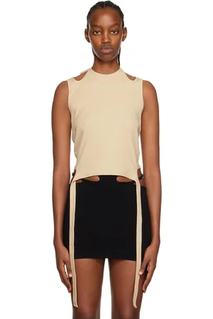 DION LEE Débardeur beige à corsage bain de soleil