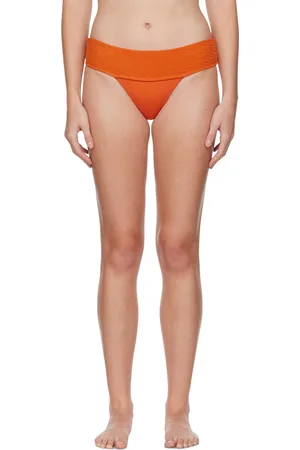 FLEUR DU MAL Culotte de bikini orange à smocks