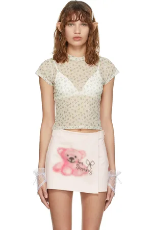 I’m Sorry by Petra Collins T-shirt jaune en filet à motif fleuri exclusif à SSENSE